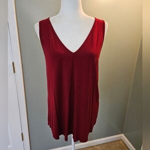 SHEIN Deep Red/ Burgundy V-Neck Tank Top Women's Size Large L